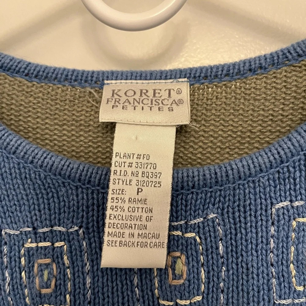 90s vintage cottagecore Koret Francisca knit sweater, size Petite - Picture 4 of 13